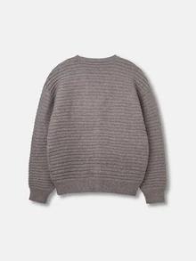 Boys Ribbed Knit Cardigan - Mocha Brown - View 2