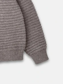 Boys Ribbed Knit Cardigan - Mocha Brown - View 3