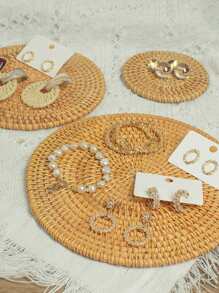 1入組圓形編織首飾託盤 - 棕色 - 查看 2