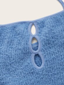 SHEIN ICON Cut Out Tie Backless Halter Bodycon Dress With Arm Sleeves - Blue - View 4