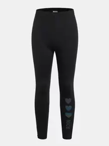 Leggings Bé Gái Tim Lá thư Giải trí - màu đen - Xem 1