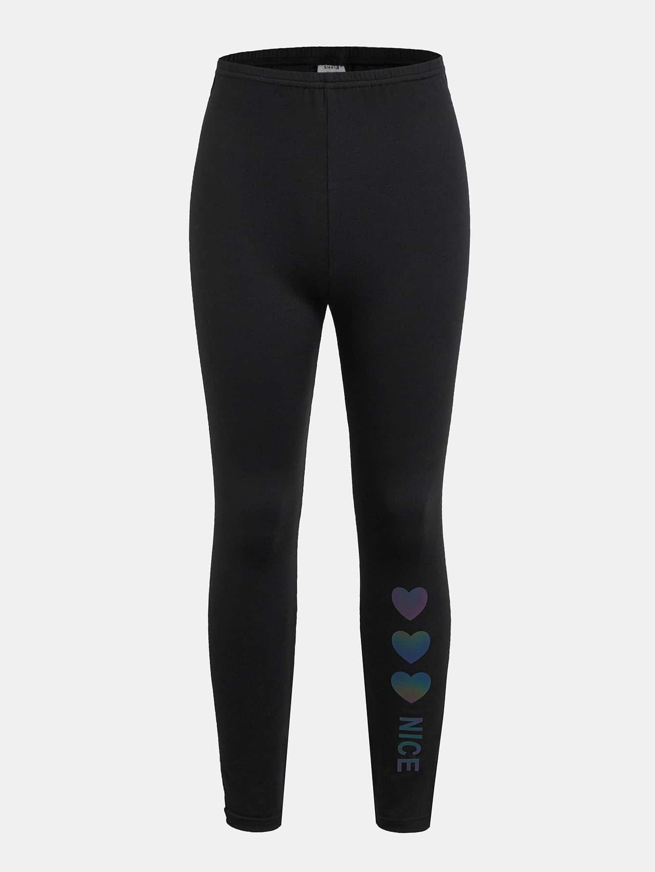 Leggings Bé Gái Tim Lá thư Giải trí - màu đen - Xem 1