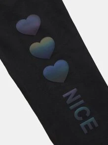 Leggings Bé Gái Tim Lá thư Giải trí - màu đen - Xem 3