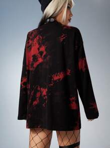 ROMWE PUNK Áo thun nữ Cắt ra Lễ Các Thánh Cà vạt nhuộm Giải trí - Nhiều màu - Xem 2