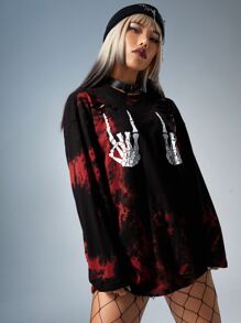 ROMWE PUNK Áo thun nữ Cắt ra Lễ Các Thánh Cà vạt nhuộm Giải trí - Nhiều màu - Xem 7