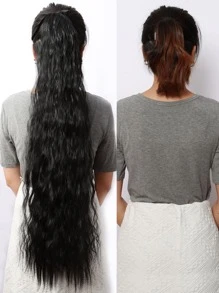 Phần mở rộng tóc tổng hợp kiểu đuôi ngựa dài xoăn - màu đen - Xem 4