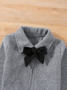 Toddler Girls Button Back Sleeveless Dress & Bow Front Jacket - Grey - View 4