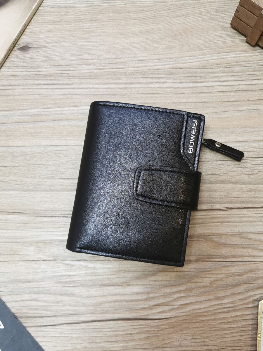 Letter Graphic Small Wallet Bifold Card Holder Black - Black - View 1