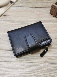 Letter Graphic Small Wallet Bifold Card Holder Black - Black - View 4