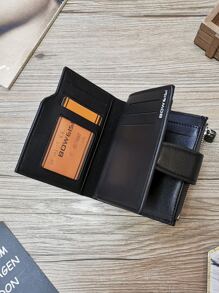 Letter Graphic Small Wallet Bifold Card Holder Black - Black - View 5