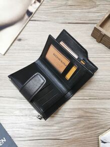 Letter Graphic Small Wallet Bifold Card Holder Black - Black - View 3