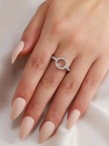 Cubic Zirconia Decor Ring - Silver - View 2