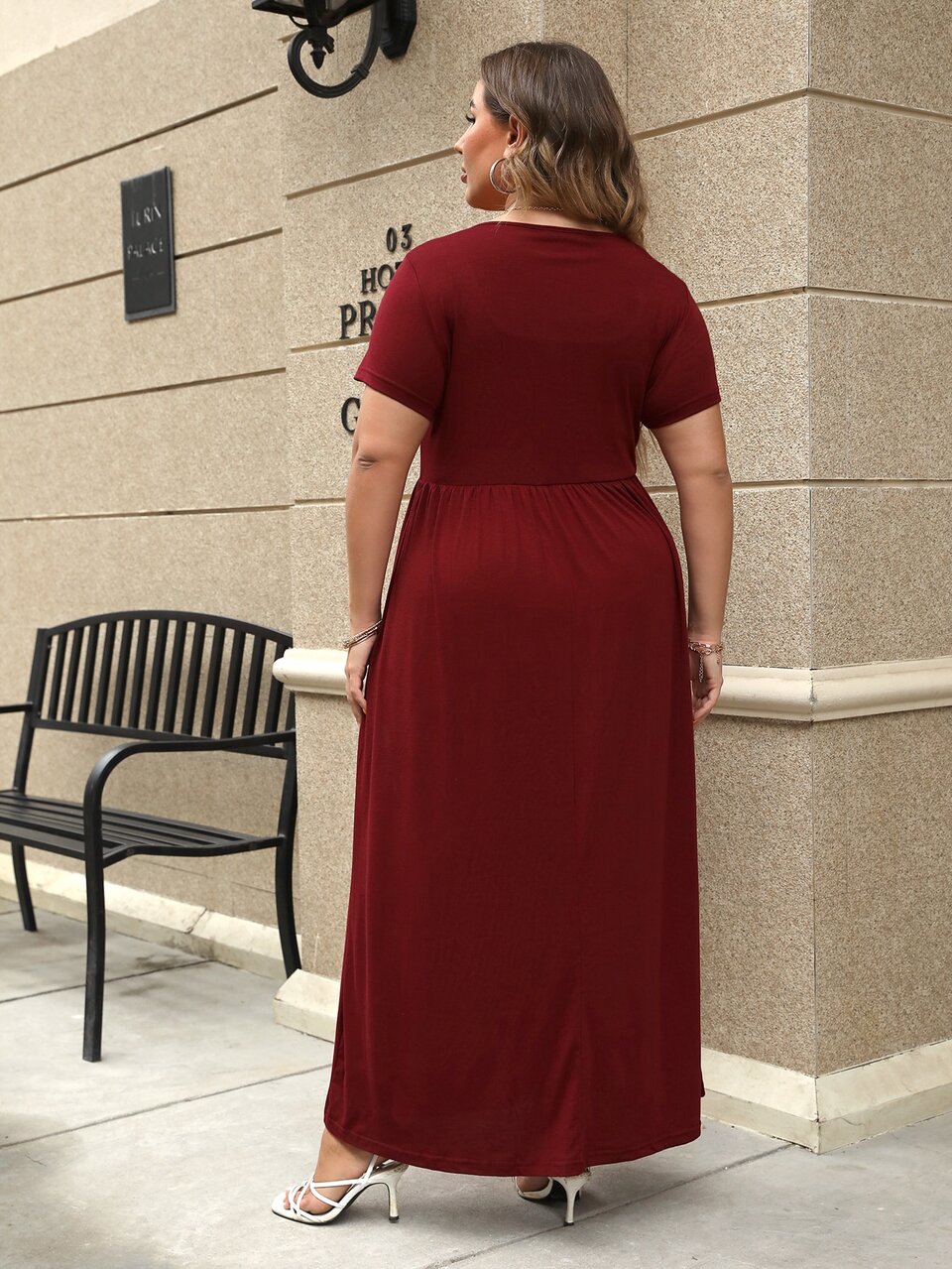 Plus Size Casual Solid Color Dress, Summer Elegant