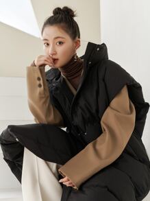 DAZY Zip Front Vest Puffer Thick Coat ,Winter Women Clothes,Winter Coat Women - Black - View 13