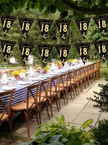 15入組字母圖案生日派對裝飾拉旗 - 彩色 - 查看 1