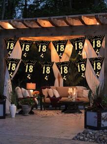 15入組字母圖案生日派對裝飾拉旗 - 彩色 - 查看 2