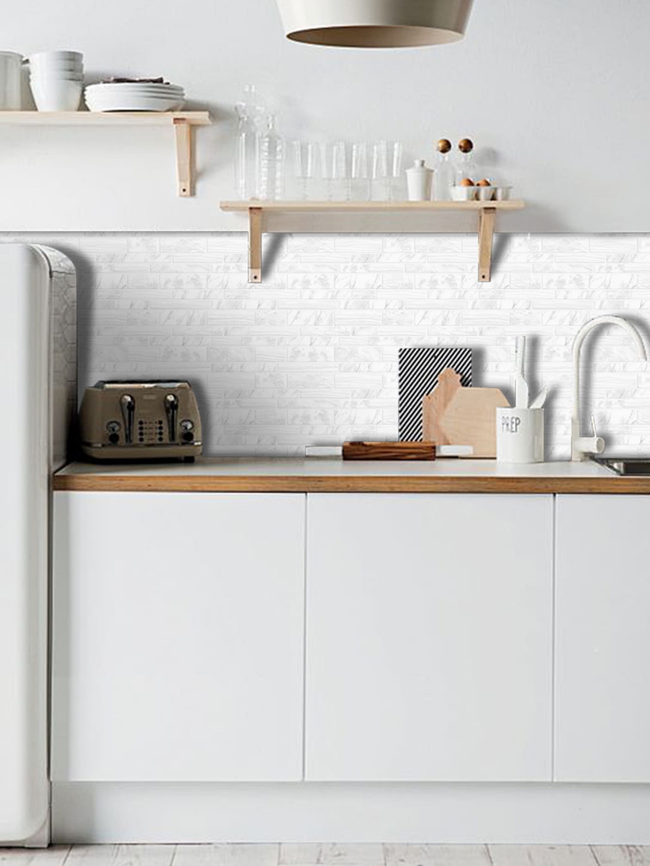 5 pezzi adesivo da cucina con motivo marmo - Bianco - Visualizzare 1