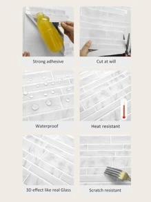 5 pezzi adesivo da cucina con motivo marmo - Bianco - Visualizzare 6