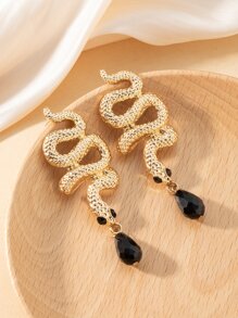 蛇裝飾水鑽耳墜 - 彩色 - 查看 5