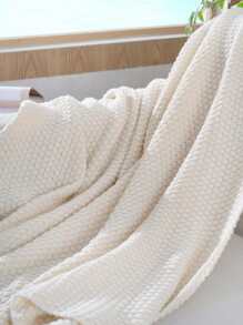 1 cái chăn trang trí tua rua trơn - Màu be - Xem 3