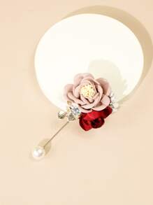 Faux Pearl & Flower Decor Boutonniere Valentine's Day Accessories - Multicolor - View 3