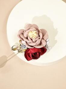 Faux Pearl & Flower Decor Boutonniere Valentine's Day Accessories - Multicolor - View 4