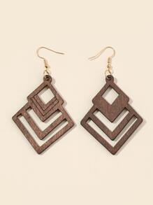 Hollow Out Geometric Drop Earrings - Coffee Brown - View 2