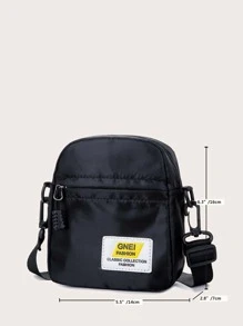 Túi đeo vai vuông nhỏ được trang trí bằng các miếng vá bảng chữ cái, Túi đeo chéo thông thường màu đen, Túi đeo hông mini có thể điều chỉnh Túi đeo thắt lưng chạy bộ cho nam nữ, Ba lô tập thể dục nhỏ cho nữ, Túi đeo vai Túi vải đeo vai Túi du lịch - màu đen - Xem 5