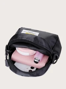 Túi đeo vai vuông nhỏ được trang trí bằng các miếng vá bảng chữ cái, Túi đeo chéo thông thường màu đen, Túi đeo hông mini có thể điều chỉnh Túi đeo thắt lưng chạy bộ cho nam nữ, Ba lô tập thể dục nhỏ cho nữ, Túi đeo vai Túi vải đeo vai Túi du lịch - màu đen - Xem 6