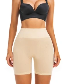 素色塑形短褲 - 杏色 - 查看 3