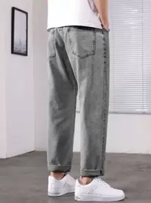 Quần Jeans Denim Ống Ôm Thường Ngày Cho Nam - Xám - Xem 2