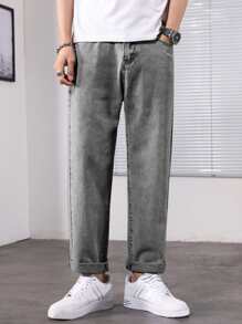 Quần Jeans Denim Ống Ôm Thường Ngày Cho Nam - Xám - Xem 3