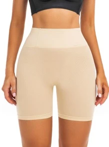 素色塑形短褲 - 杏色 - 查看 4
