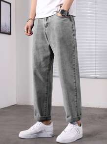 Quần Jeans Denim Ống Ôm Thường Ngày Cho Nam - Xám - Xem 4