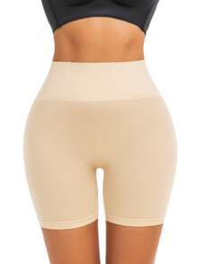 素色塑形短褲 - 杏色 - 查看 5