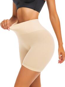 素色塑形短褲 - 杏色 - 查看 6