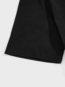 Manfinity VCAY Men Slogan & Cartoon Face Print Tee - Black - View 3