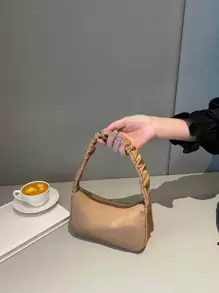 Elegant Fabric Fashion Fold Pleated Shoulder Bag, Lightweight And Simple Underarm Tote Bag, Suitable For Office, Travel, Outdoor Activities, And Daily Use - Khaki - View 1