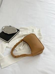 Elegant Fabric Fashion Fold Pleated Shoulder Bag, Lightweight And Simple Underarm Tote Bag, Suitable For Office, Travel, Outdoor Activities, And Daily Use - Khaki - View 2