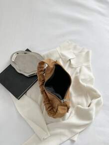 Elegant Fabric Fashion Fold Pleated Shoulder Bag, Lightweight And Simple Underarm Tote Bag, Suitable For Office, Travel, Outdoor Activities, And Daily Use - Khaki - View 4