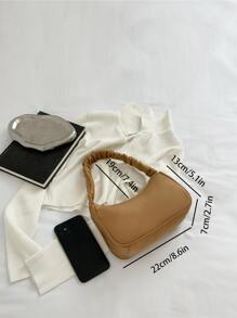 Elegant Fabric Fashion Fold Pleated Shoulder Bag, Lightweight And Simple Underarm Tote Bag, Suitable For Office, Travel, Outdoor Activities, And Daily Use - Khaki - View 5