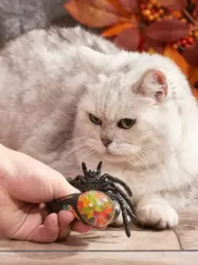 1pc Spider Design Cat Lover And Cat Mom Love Teaser Toy - Black - View 2