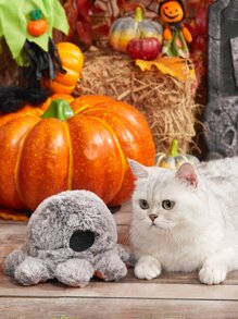 nicovaer 1 件可翻转海盗章鱼万圣节南瓜毛绒玩具带声音，猫爱好者和猫妈妈喜爱/狗爱好者和狗妈妈喜爱吱吱作响的咀嚼玩具 - 彩色 - 查看 8