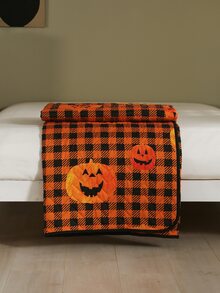 Colcha Halloween con patrón de calabaza