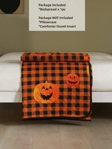 Colcha Halloween con patrón de calabaza