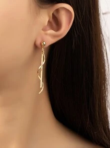 Spiral Design Drop Earrings - Yellow Gold - View 1