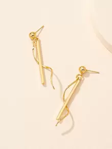 Spiral Design Drop Earrings - Yellow Gold - View 2