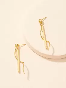 Spiral Design Drop Earrings - Yellow Gold - View 4