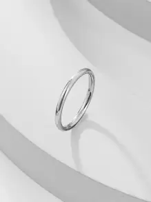 時尚流行男士簡約戒指不銹鋼，適合珠寶禮物和時尚外觀 - 銀色 - 查看 1