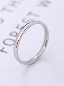 時尚流行男士簡約戒指不銹鋼，適合珠寶禮物和時尚外觀 - 銀色 - 查看 3
